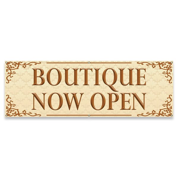 Boutique Now Open Banner Concession Stand Food Truck Single Sided